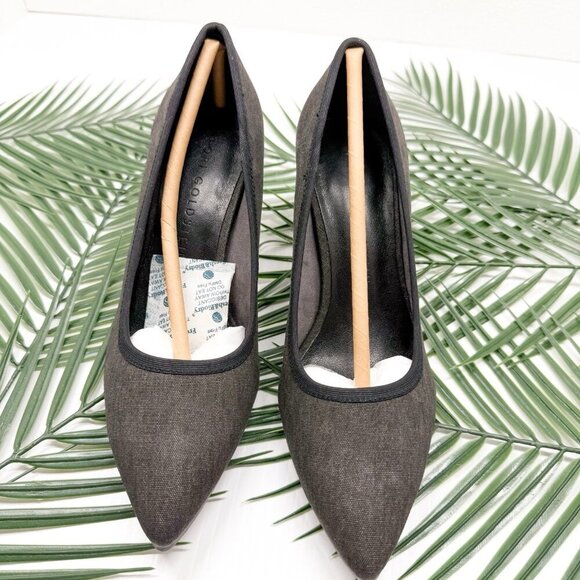 Lori Goldstein Pumps Black Washed Linen LI YARROW  Size 5.5 Pointed Toe Heels - Picture 4 of 12